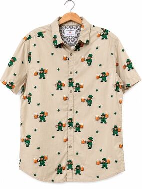 Denim & Flower Ricky Singh Men’s L Leprechaun Beer St Patrick’s Day Shirt
